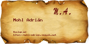 Mohl Adrián névjegykártya